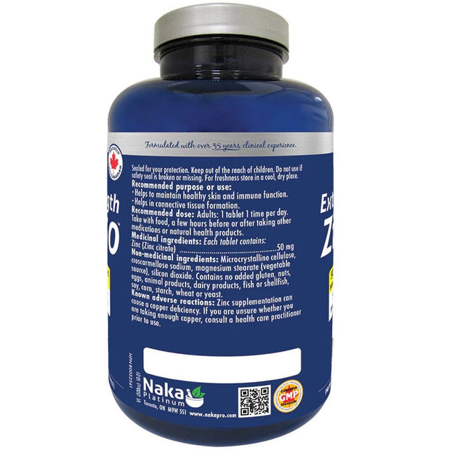 Naka Platinum ZINC 50 (Extra Strength), 120 Tablets