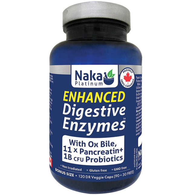 Naka Platinum ENHANCED DIGESTIVE ENZYMES w/ OX BILE, 120 VCaps