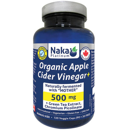 Naka Platinum ORGANIC APPLE CIDER VINEGAR, 120 VCaps