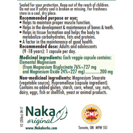 Naka Platinum MAGNESIUM BISGLYCINATE, 120 VCaps