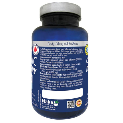 Naka Platinum ORGANIC CRANBERRY 600mg, 120 VCaps