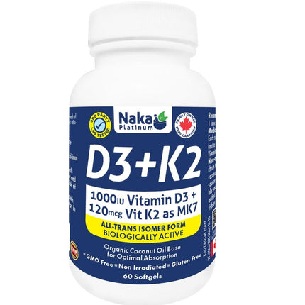 Naka Platinum VITAMIN D3+K2, 60 Softgels