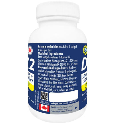 Naka Platinum VITAMIN D3+K2, 60 Softgels