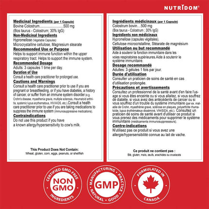 Nutridom BOVINE COLOSTRUM 500, 60 VCaps