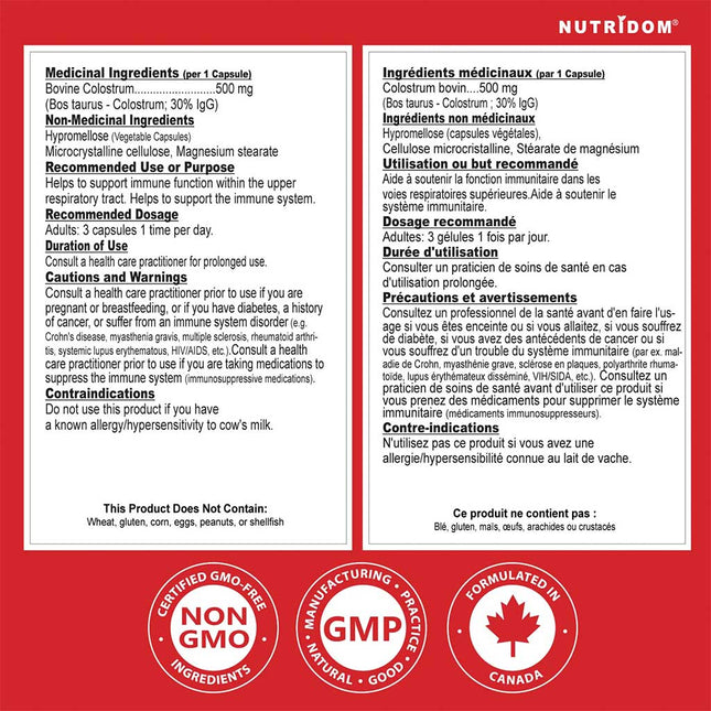 Nutridom BOVINE COLOSTRUM 500, 60 VCaps