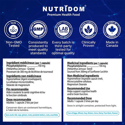 Nutridom PS 150 (Phosphatidylserine), 150mg x 60 VCaps