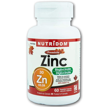 Nutridom ZINC BISGLYCINATE, 30mg, 60 VCaps