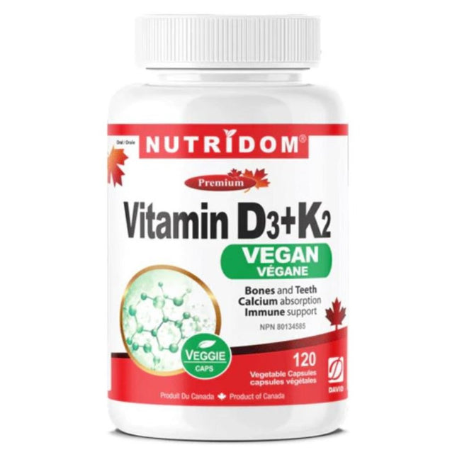 Nutridom VITAMIN D3+K2, VEGAN 120 VCaps