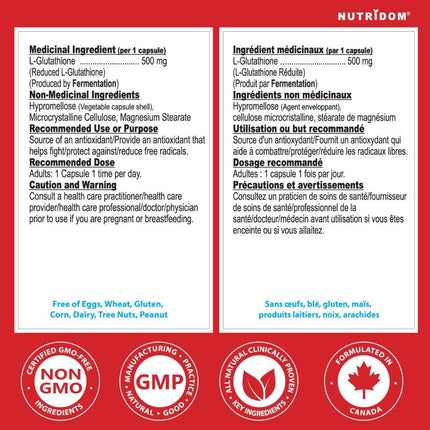 Nutridom L-GLUTATHIONE 500mg, 60 VCaps