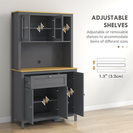 Brooks 71" 5-Door Kitchen/Storage Cabinet with Adjustable Shelves-Grey