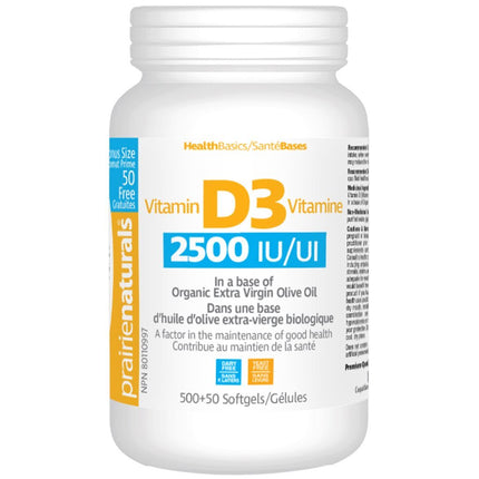 Prairie Naturals VITAMIN D3 2500IU, 550 Softgels