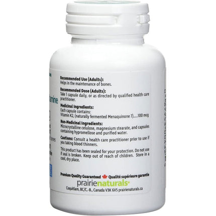 Prairie Naturals VITAMIN K2 MK7 100mcg, 60 VCaps