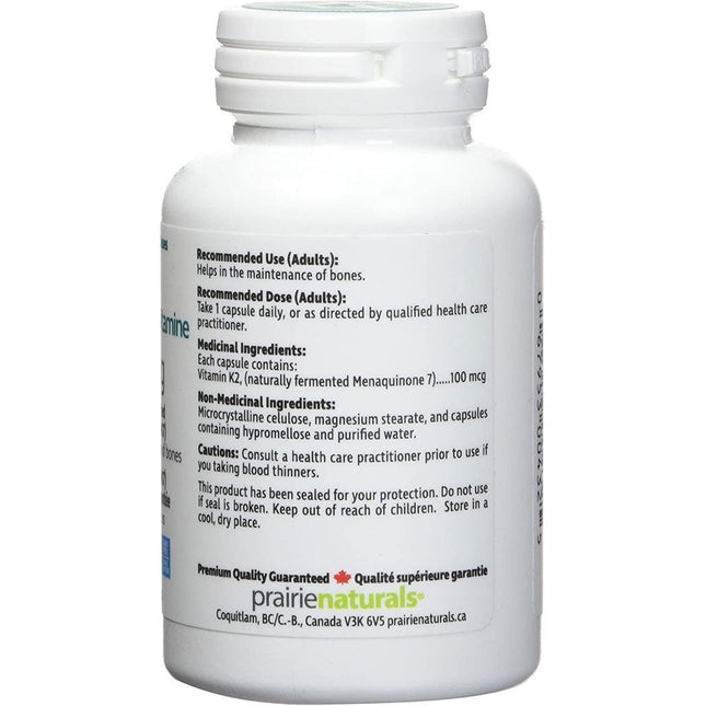 Prairie Naturals VITAMIN K2 MK7 100mcg, 60 VCaps