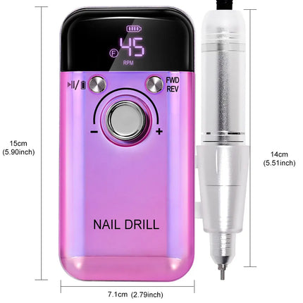 45,000 RPM Rechargeable Electric Nail Drill – Professional Portable Manicure Tool
