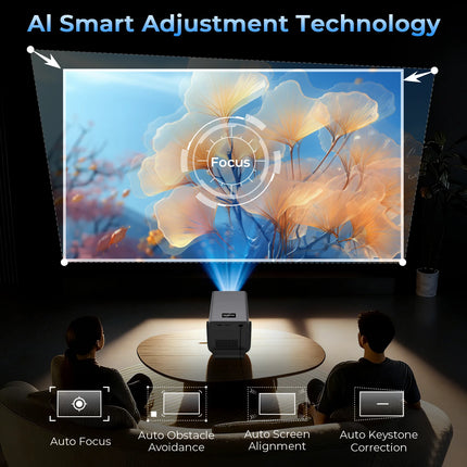LynCast X7 Projector 1080P, 8K Decoding, Android 14, WiFi 6, Auto Focus