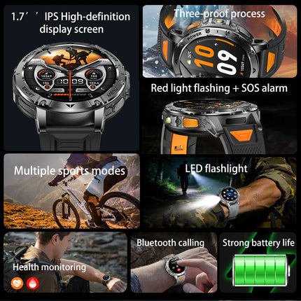Military Sports Smart Watch with Flashlight