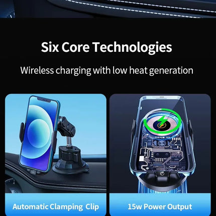 DIBELLAY LanParte – Support Voiture Sans Fil 15W avec Recharge Rapide Auto-Clamp