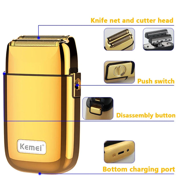 Kemei Tx1 Full Metal Electric Shaver for Men Rechargeable
