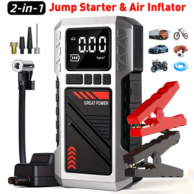 2-in-1 Car Battery Booster & Air Compressor