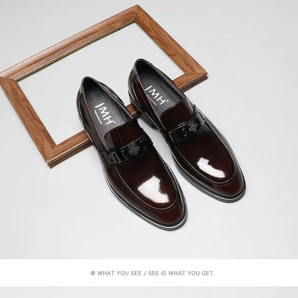 Dress Men's Shoes Premium Leather Glossy Casual Loafers