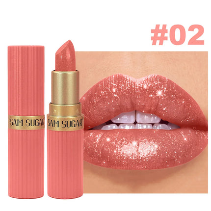Pearlescent Pink Glitter Velvet Lipstick – Waterproof & Long Lasting