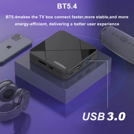 H96 MAX Android 14 TV Box 4K WiFi 6 BT5.4 avec commande vocale