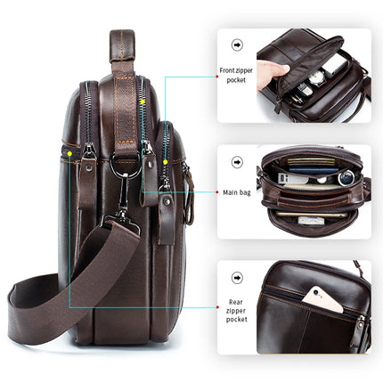 Men's crossbody bag, fashionable leather bag