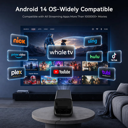 LynCast X5AR Projector 1080P, Android 14, WiFi 6, BT 5.4, Auto Keystone
