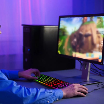 RGB Backlit Gaming Keyboard – Wired USB, Silent Keys