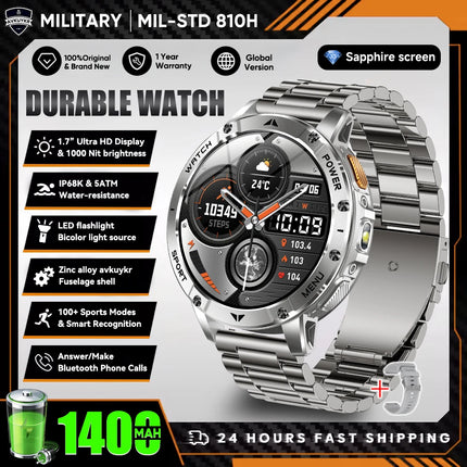 Military Sports Smart Watch with Flashlight
