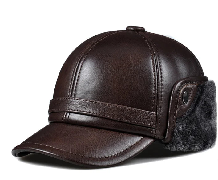 Winter Men's  Hat Thicken Leather