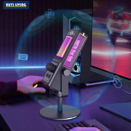 RGB Gaming Condenser Microphone with Noise Cancellation