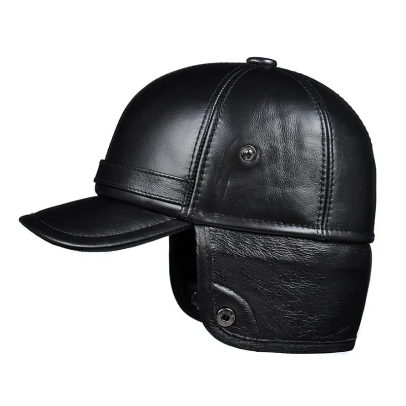 Winter Men's  Hat Thicken Leather