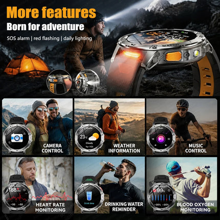 Military Sports Smart Watch with Flashlight
