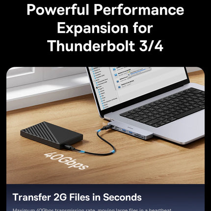 DIBELLAY Dual USB-C Hub 4K HDMI, 40Gbps, USB 3.0, SD/TF for MacBook Pro/Air