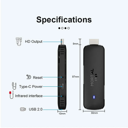Mortal Q8 – TV Stick Android 14, Wi-Fi 6, BT 5.0, Google Assistant