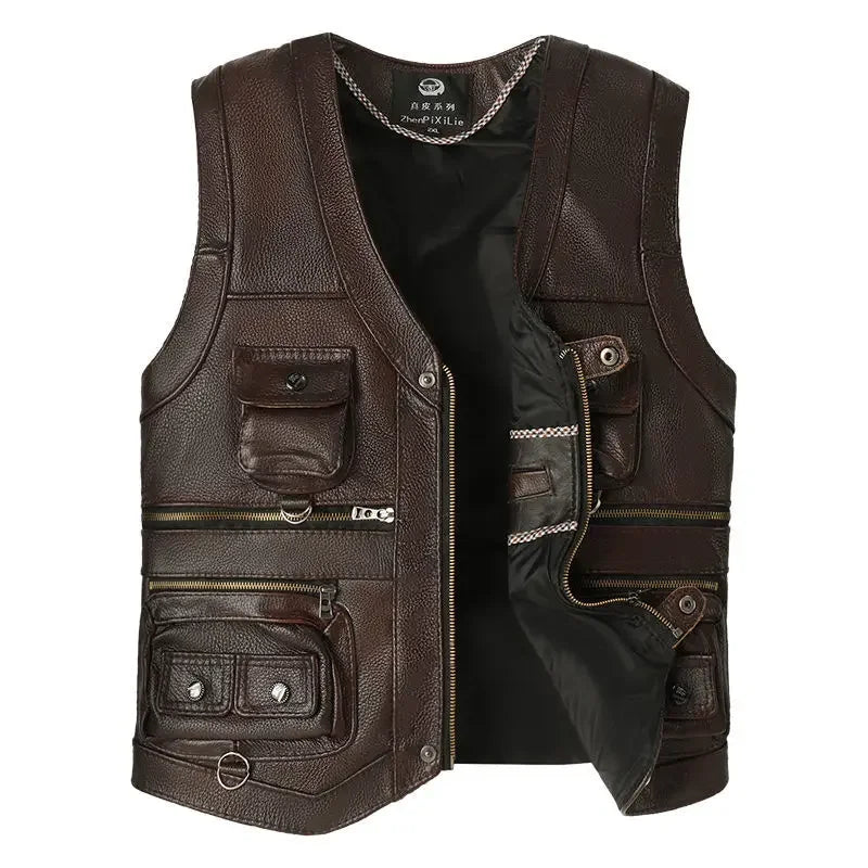 Autumn Winter Leather Vest Men's