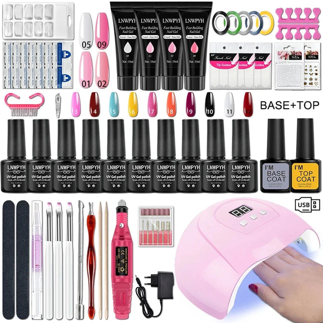 Gel Nail Polish Kit with UV Lamp & Electric Nail Drill – Complete Manicure Set