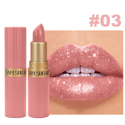 Pearlescent Pink Glitter Velvet Lipstick – Waterproof & Long Lasting