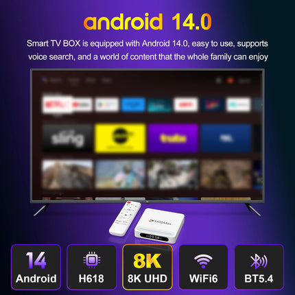 H96 MAX H618 Plus Android 14 8K Smart TV Box
