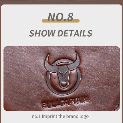 BULLCAPTAIN Men's Genuine Leather Chest Bag Casual Retro 7.9-inch Mobile Phone Bag Multifunctional Anti-Theft Crossbody Bag