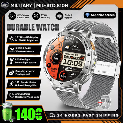 Military Sports Smart Watch with Flashlight