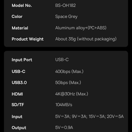 DIBELLAY Dual USB-C Hub 4K HDMI, 40Gbps, USB 3.0, SD/TF for MacBook Pro/Air
