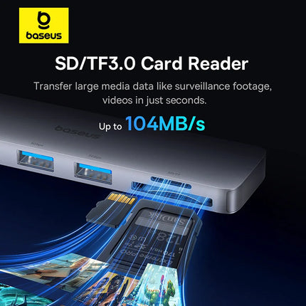 DIBELLAY Dual USB-C Hub 4K HDMI, 40Gbps, USB 3.0, SD/TF for MacBook Pro/Air