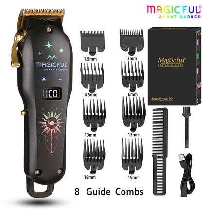 MAGICFUL New Professional Hair Clipper Rechargeable Electric Trimmer For Men