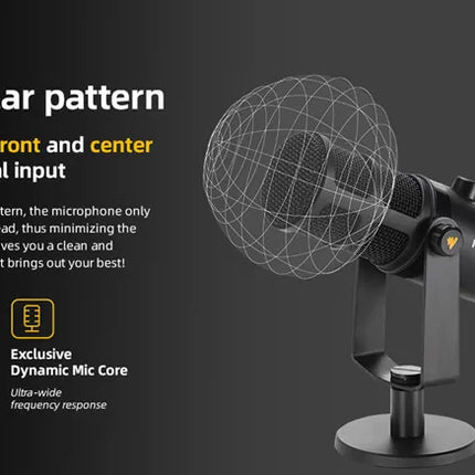 DIBELLAY Maono PD400X USB/XLR Microphone – All-Metal, Mute & Headphone, Podcast/Streaming