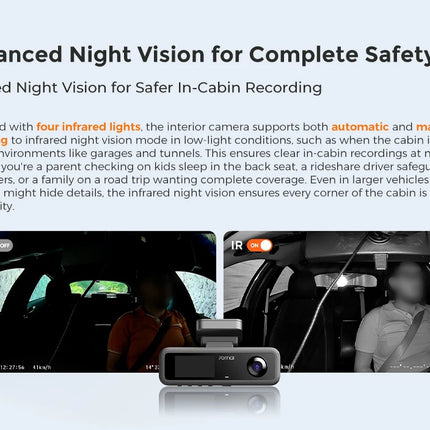 DIBELLAY 70mai T800E 4K 3-Channel Dash Cam – Front/Rear/Interior, Voice Control, 24h Parking, GPS,