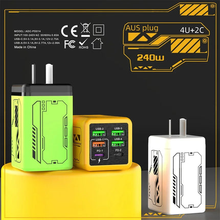Chargeur USB-C 240W 6 Ports Charge Rapide EU/US/UK