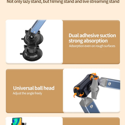 DIBELLAY – Support Tablette & Téléphone de Bureau Ultra Solide à Double Ventouse