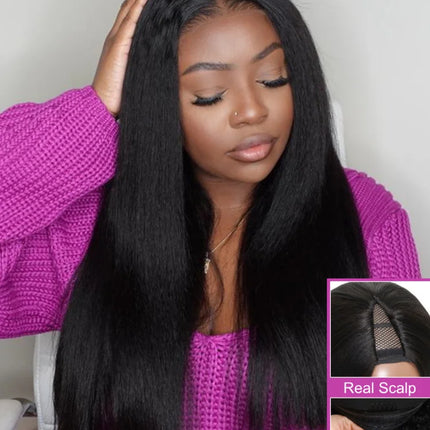 Beauty Forever EasiContour™  V Part Wig Yaki Straight 100% Virgin Human Hair Yaki Straight Human Hair Wig
